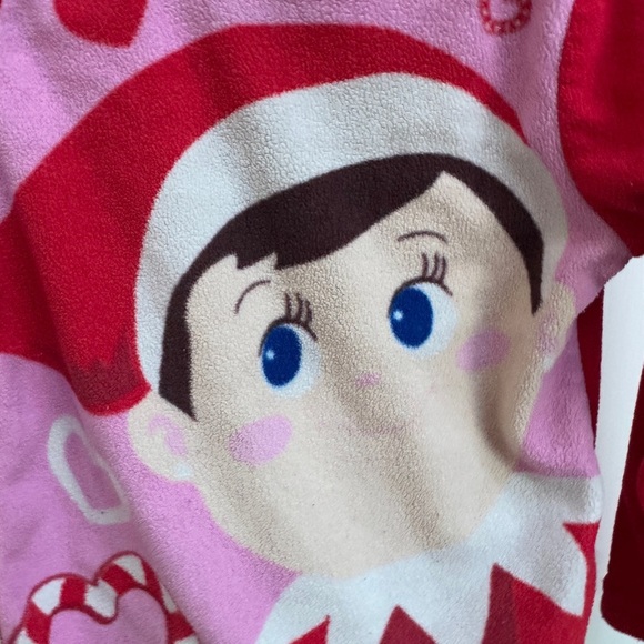 Elf on the Shelf 3T Girls Red Fleece Christmas Holiday Pajama Top - Picture 2 of 4